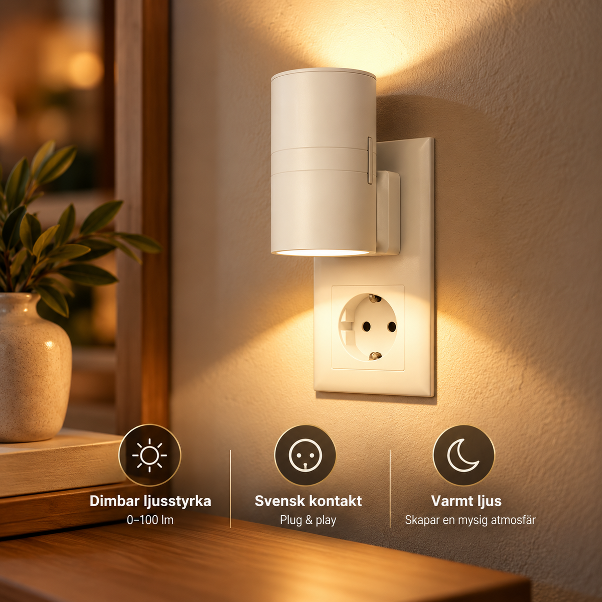 Smart LED-vägglampa med ljussensor