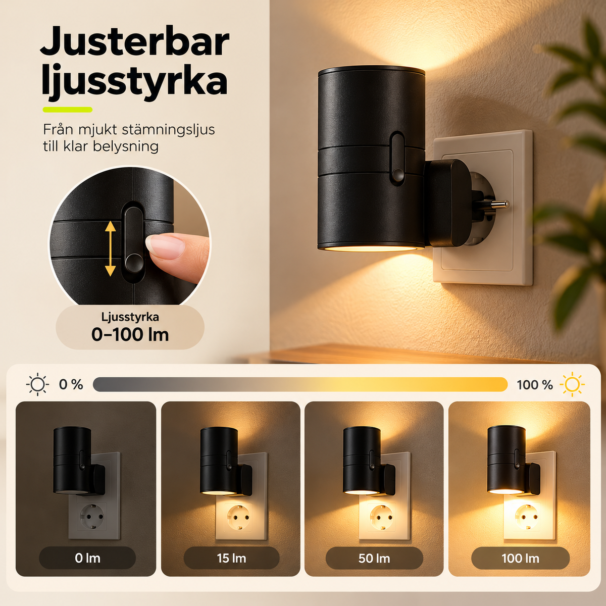 Smart LED-vägglampa med ljussensor