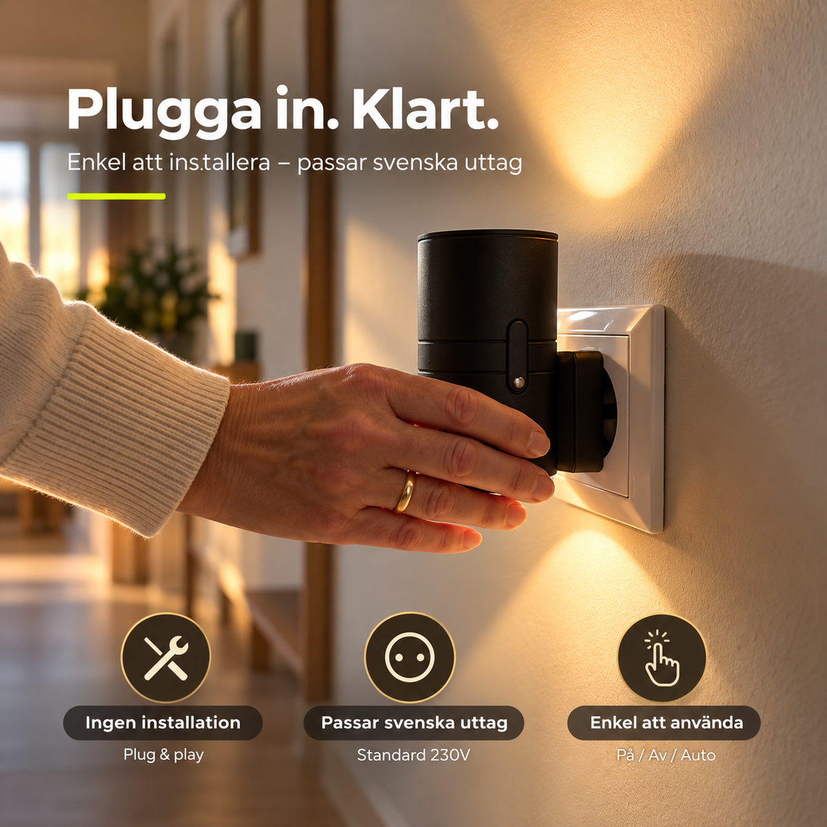 Smart LED-vägglampa med ljussensor